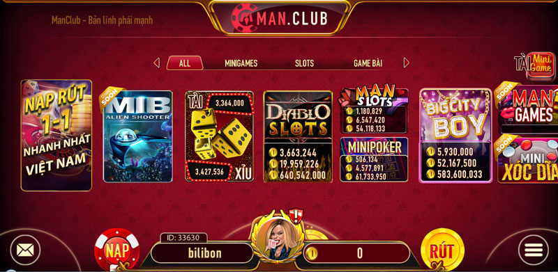 Cổng game đổi thưởng Manclub đa dạng trò chơi